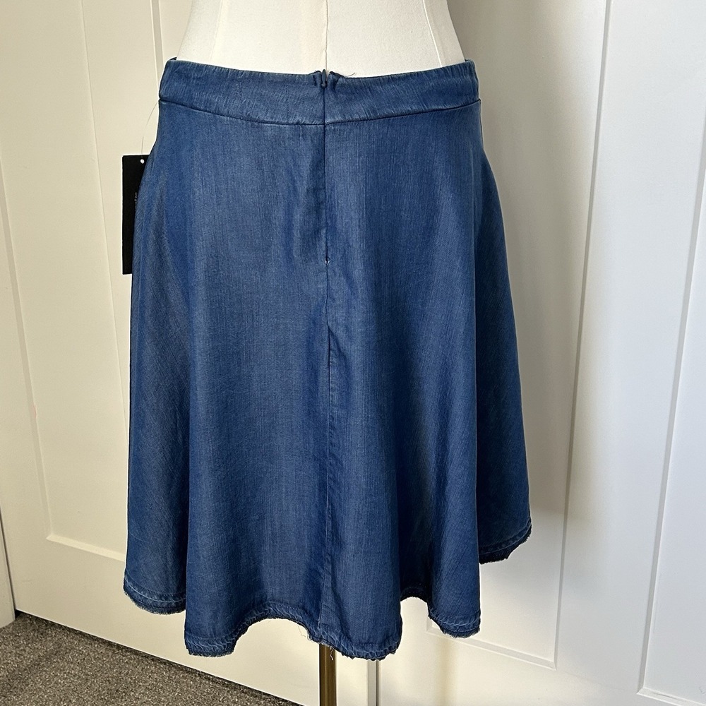 ANTHROPOLOGIE Tina Jo Tencel/Denim A-Line Swing Skirt Large Petite LP - Picture 5 of 10
